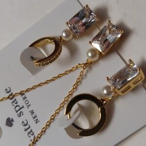 kate spade Gold-tone Crystal & Pearl Pendant Necklace and Earrings Set